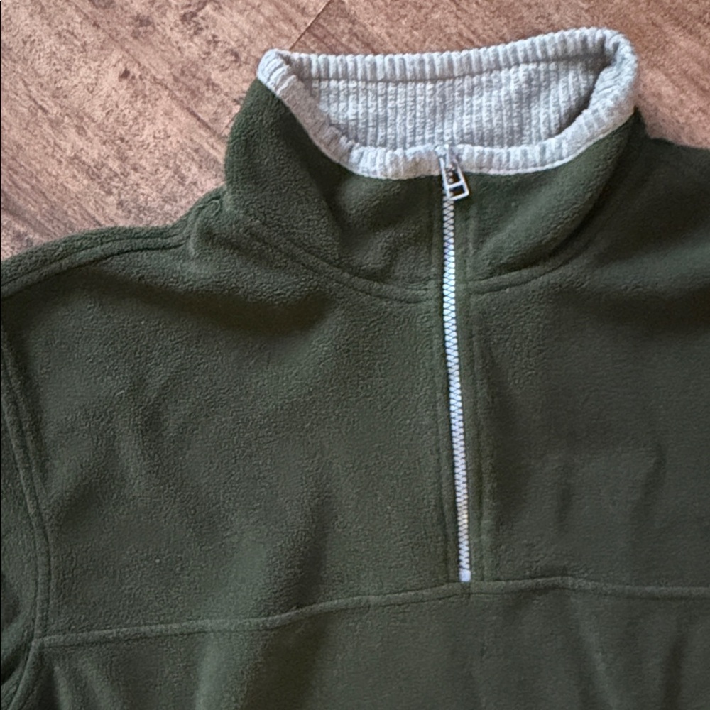 Men's Green Quarter-Zip Fleece Large - Picture 3 of 4